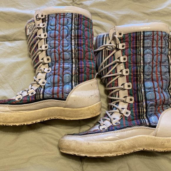 COACH POPPY Peggey Tartan Plaid Quilted Women's Shearling Winter Boots 8.5 B Q73 - Picture 8 of 8